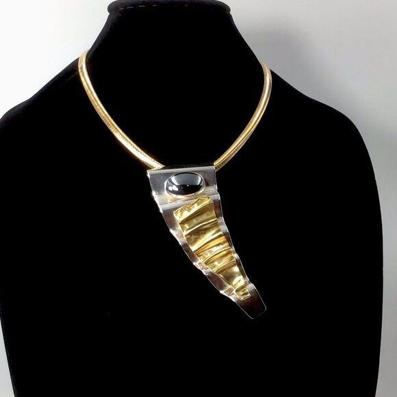 Avi Soffer Handmade Modernist Slide Pendant/Pin Brooch Sterling Silver Hematite - Picture 1 of 12